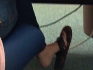 Candid Teen Flip Flop Shoeplay Dangling Feet 4