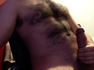 Hairy Body, Big Cock, Jacking With Two Hands And Cumming Big Loads